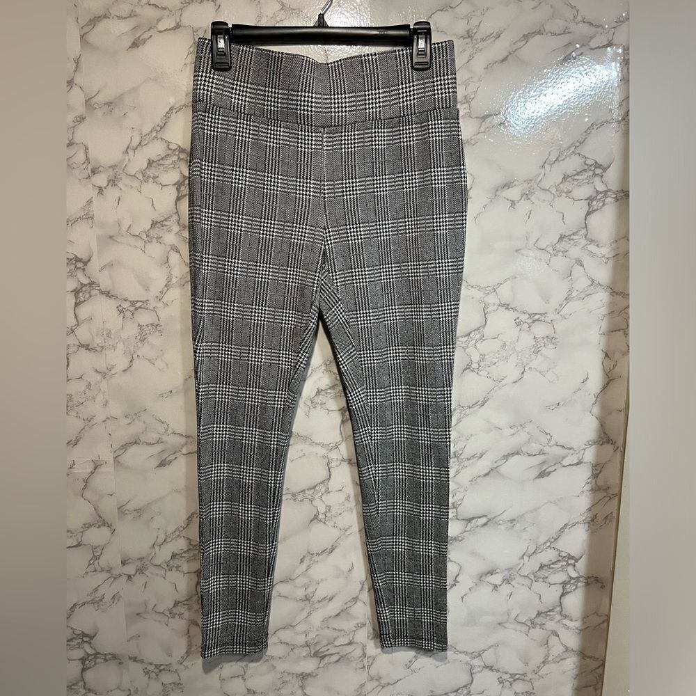 Tahari Houndstooth Black & White Cropped Pants Mid Rise Size S
